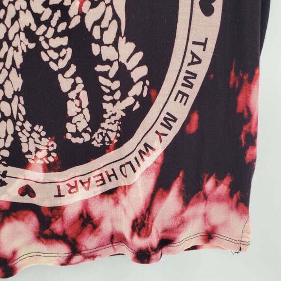 Divided Womens Black Pink Tie Dyed Tiger Crop Top Size 2 Upccyled Bleached Y2K - Picture 3 of 9